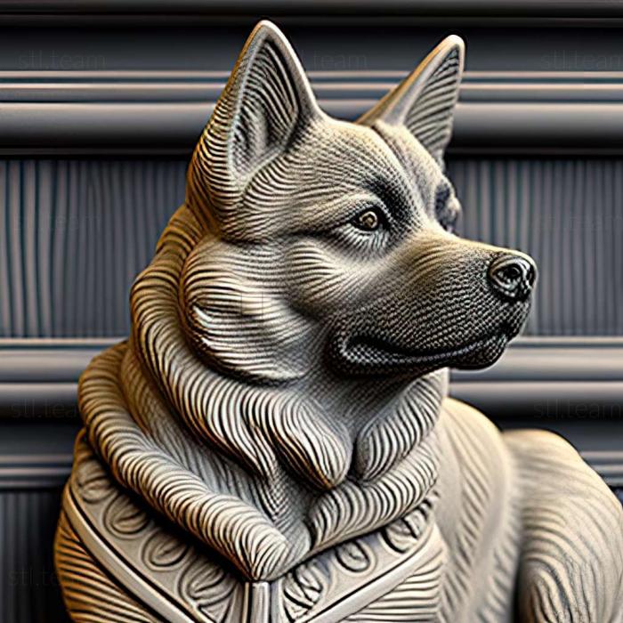 3D model Norwegian Grey Elkhound dog (STL)